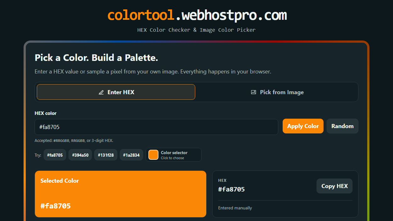Homepage of Color Tool
