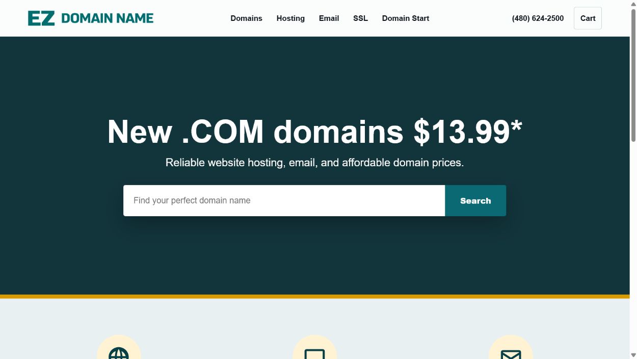 Homepage of EZ Domain Name