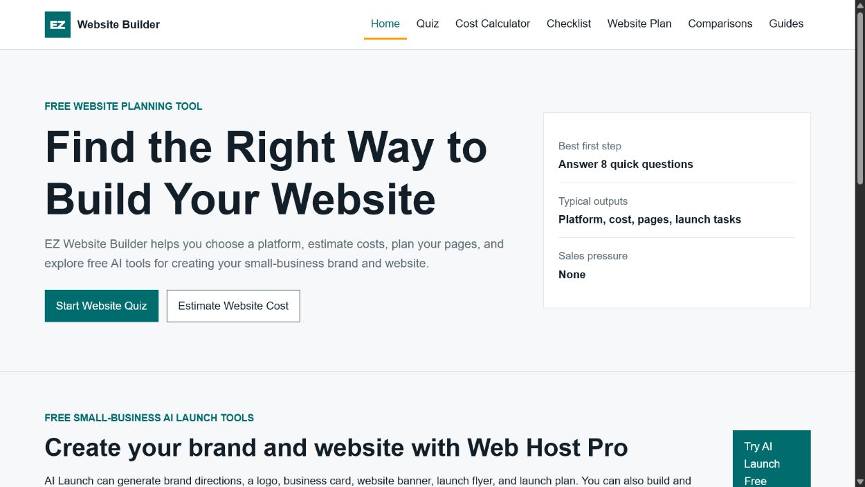 Homepage of EZ Website Builder