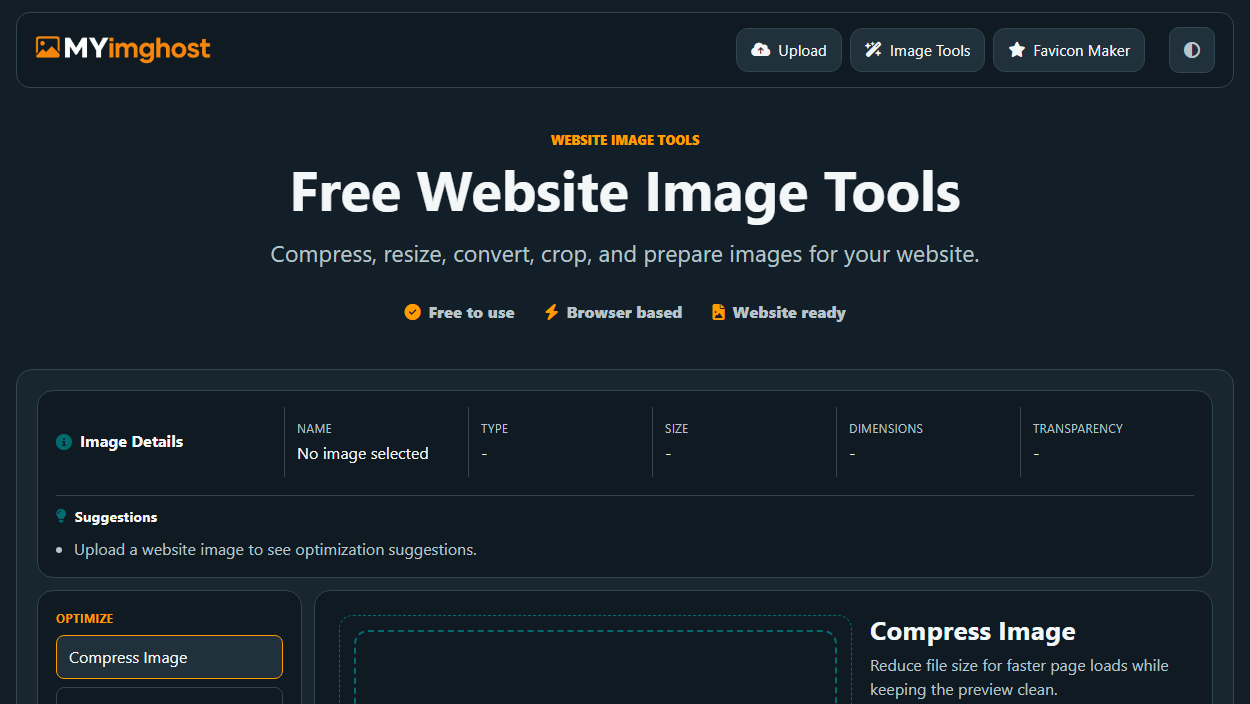 Homepage of Image tools