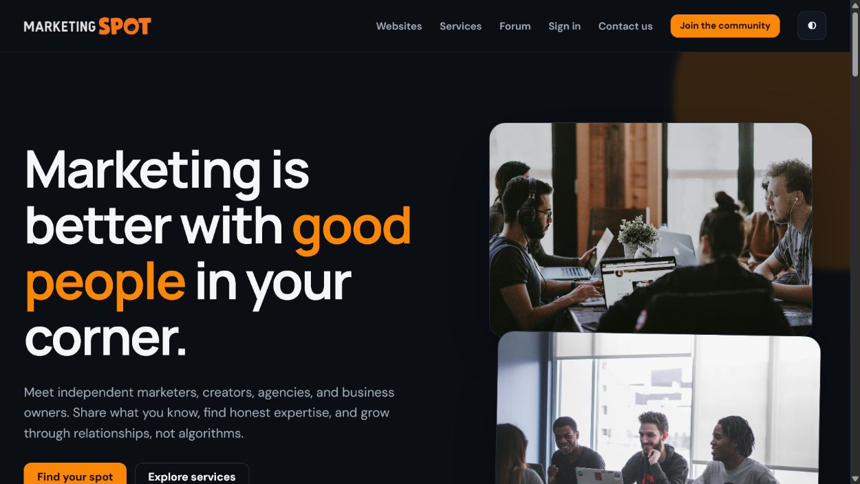 Homepage of Marketing Spot