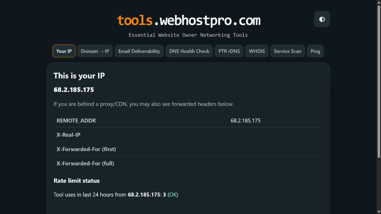 Homepage of Network tools