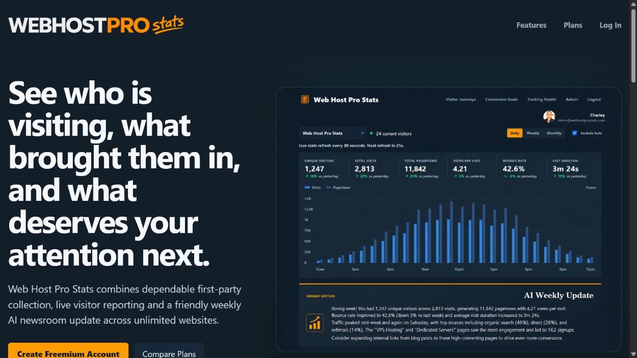 Homepage of Web Host Pro Stats
